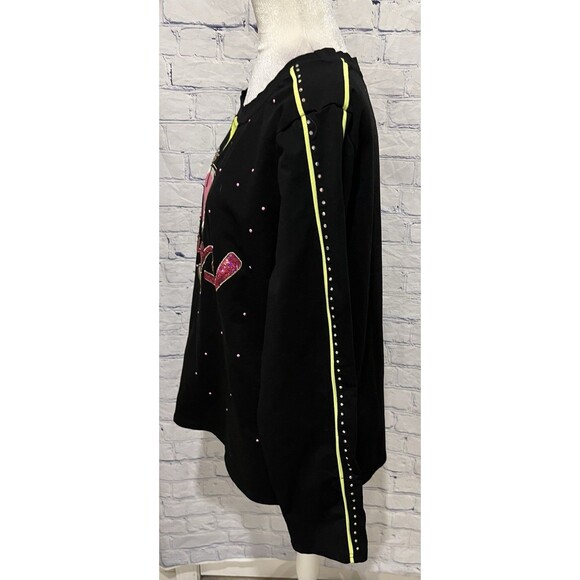 TALK OF THE WALK Sequin And Rhinestone Cheers Long Sleeve Top Size Large - Picture 3 of 9